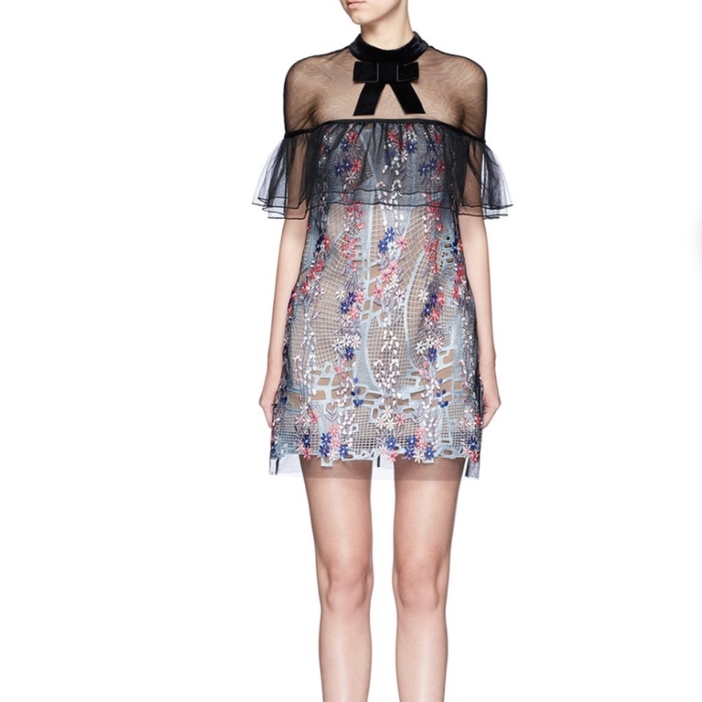 Self portrait mulicolor floral vine mini dress US4